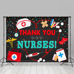 Lofaris Cute Little Patterns Black Backdrop For Thank You Nurses