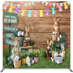Lofaris Cute Rabbit Wooden Double-Sided Backdrop for Easter