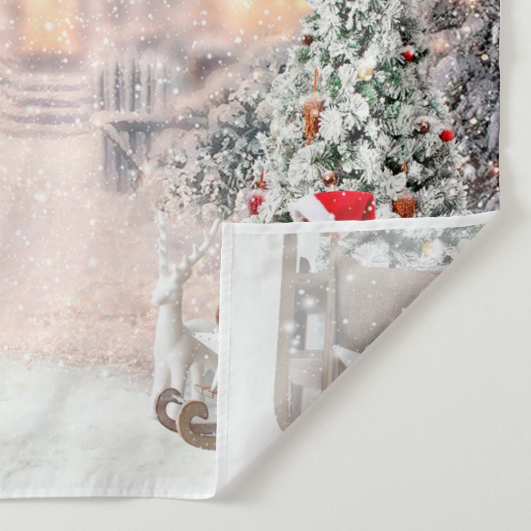 Lofaris Cute Snowman And Christmas Tree Backdrop