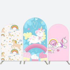 Lofaris Cute Unicorn Rainbow Dessert Girls Arch Backdrop Kit
