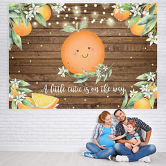 Lofaris Cutie Rustic Wooden Orange Backdrop for Baby Shower