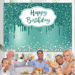 Lofaris Cyan Diamonds Glitter Bokeh Happy Birthday Backdrop
