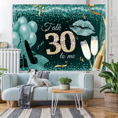 Lofaris Cyan Glitter Bokeh 30th Happy Birthday Party Backdrop