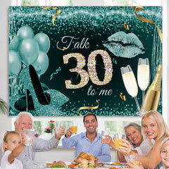 Lofaris Cyan Glitter Bokeh 30th Happy Birthday Party Backdrop