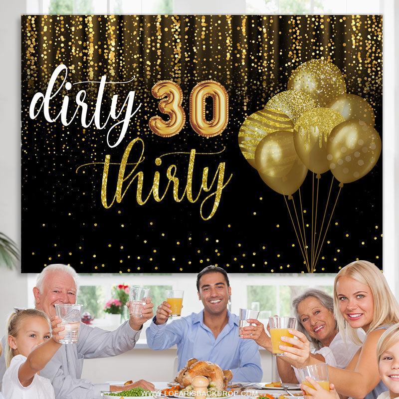 Lofaris Dark Brown Dirty Thirty Balloons Birthday Backdrop