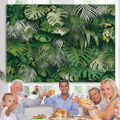 Lofaris Dark Green Leaves Nature Spring Birthday Party Backdrop