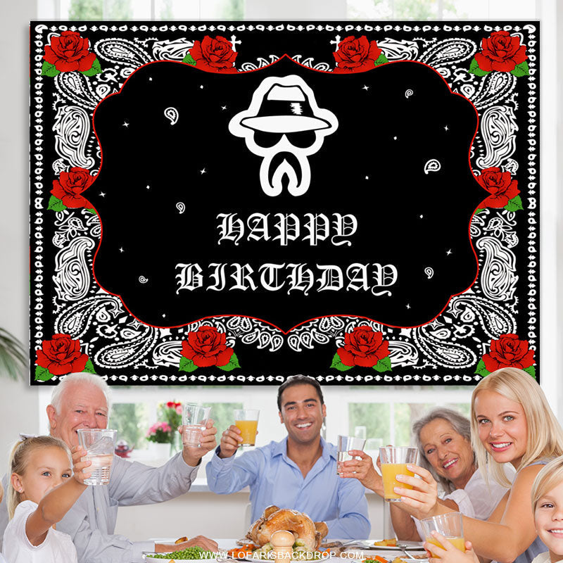 Lofaris Day Of Death Theme Red Rose Happy Birthday Backdrop