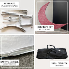 Lofaris Deep Pink Glitter Moon Arch Backdrop For Wedding Decor