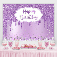 Lofaris Diamond Purple Bokeh Glitter Happy Birthday Backdrop