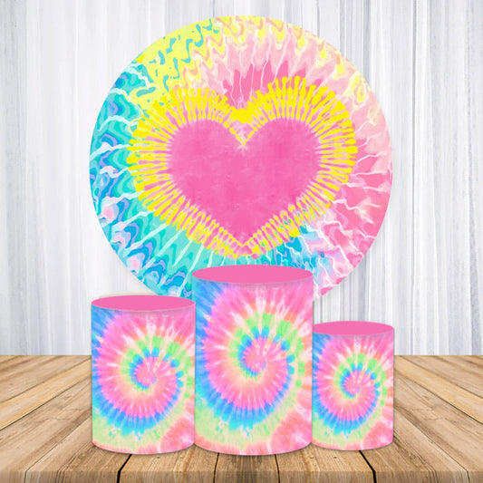 Lofaris Different Graffiti Colorful Heart Round Backdrop Kit