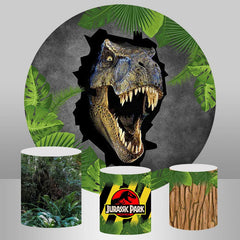 Lofaris Dinosaur Jungle Round Birthday Backdrop Kit For Kids