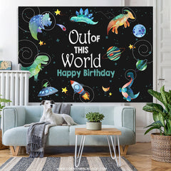 Lofaris Dinosaur Space Out Of This World Birthday Backdrop