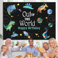 Lofaris Dinosaur Space Out Of This World Birthday Backdrop