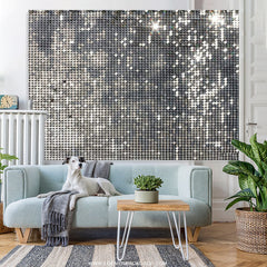 Lofaris Disco Silver Sequins Glitter Birthday Party Deco Backdrop