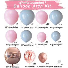 Lofaris Pink Diy 169 Pack Balloon Arch Kit | Party Decorations - Grey | Rose Gold