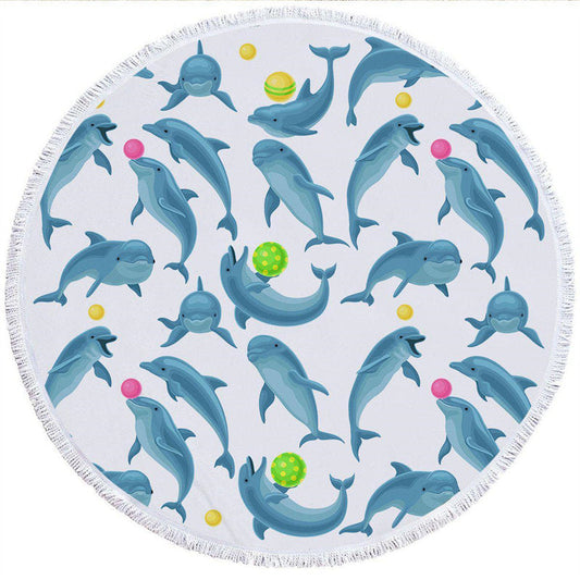 Lofaris Dolphins Soul Fins Coastal Passion Round Beach Towel