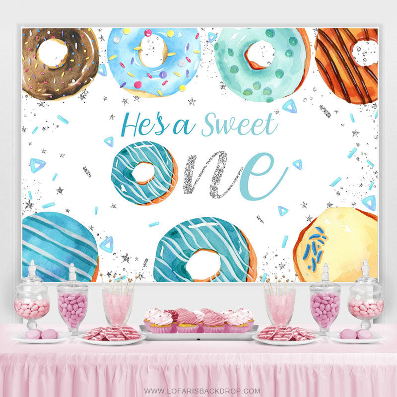 Lofaris Donut Hes Sweet One Happy Birthday Backdrop For Boy