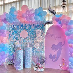 Lofaris Dream Iridescent Blue Shimmer Wall Panels For Birthday Party Decor
