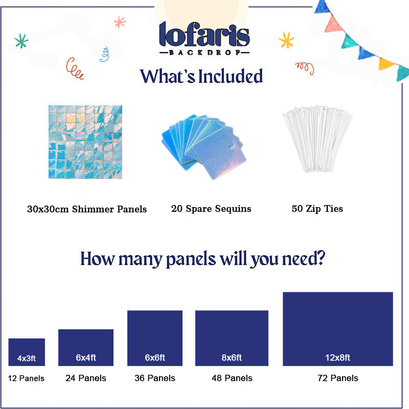 Lofaris Dream Iridescent Blue Shimmer Wall Panels For Birthday Party Decor