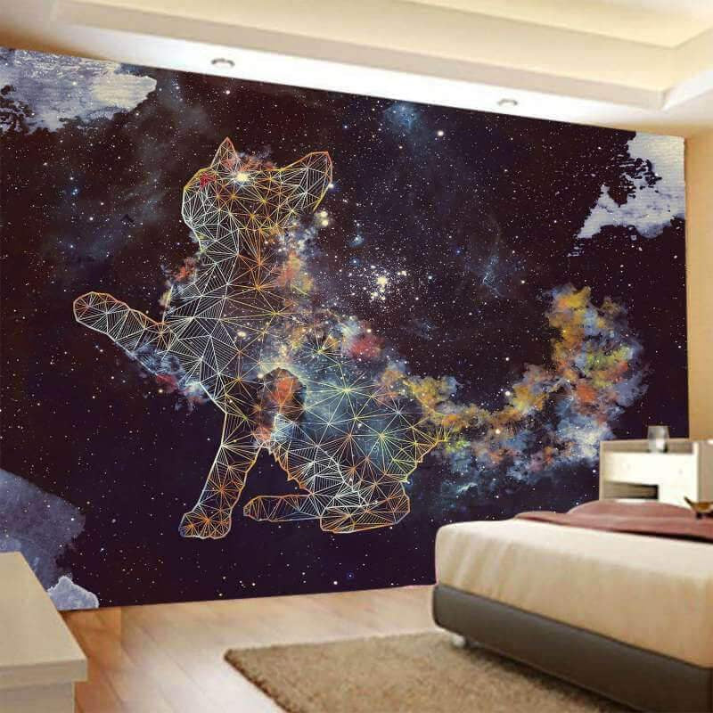 Lofaris Dream Starry Cat Galaxy Trippy Novelty Wall Tapestry