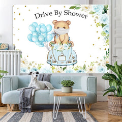 Lofaris Drive By Shower Blue Balloons Baby Backdrop