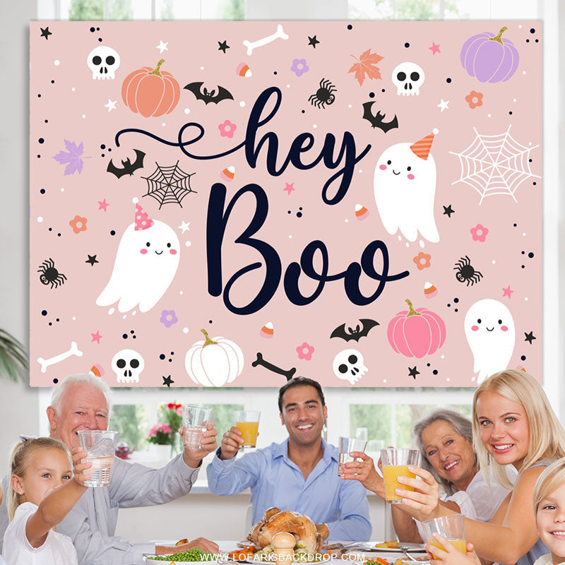 Lofaris Dusty Pink Hey Boo Halloween Ghost Baby Shower Backdrop