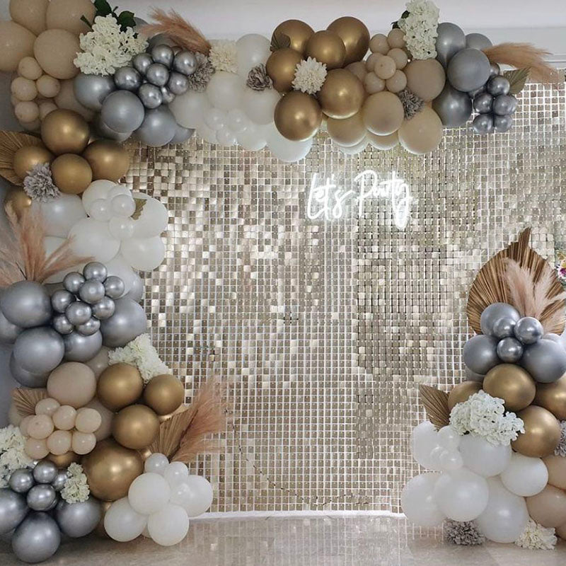 Lofaris Easy Setup Sequins Shimmer Wall Interlocking Panel with Transparent Grid Backing