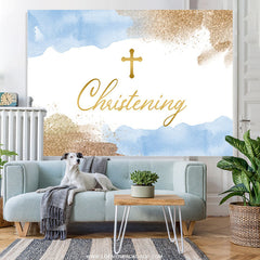 Lofaris Elegant Baby Blue Cross Christening Baptism Backdrop
