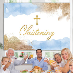 Lofaris Elegant Baby Blue Cross Christening Baptism Backdrop