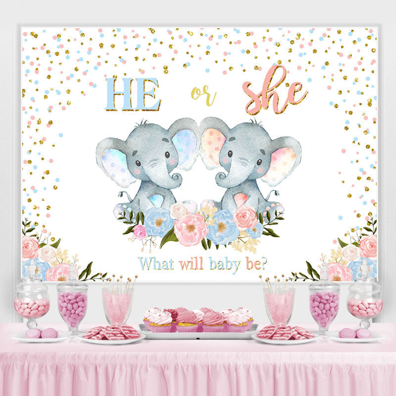 Lofaris Elephant And Floral Cute Baby Shower Backdrop