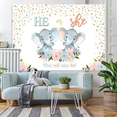 Lofaris Elephant And Floral Cute Baby Shower Backdrop