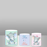 Lofaris Elephant Baby Shower Backdrop Cake Table Cover Kit