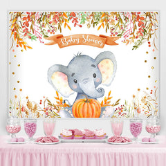 Lofaris Elephant Pumpkin Baby Shower Gold Glitter Theme Backdrop
