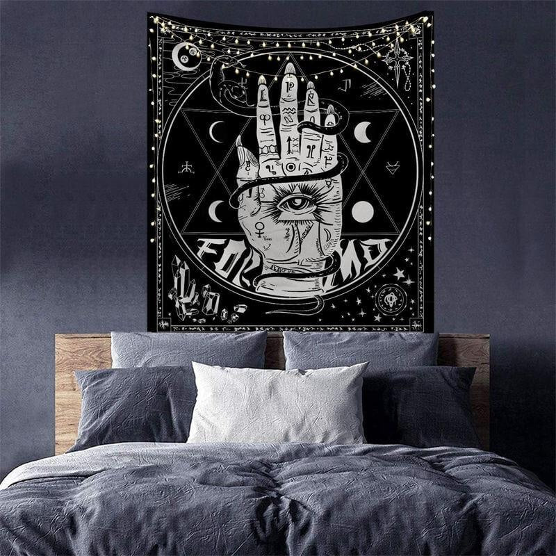 Lofaris Eyes Black And White Moon Divination Wall Tapestry
