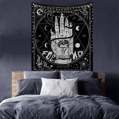 Lofaris Eyes Black And White Moon Divination Wall Tapestry