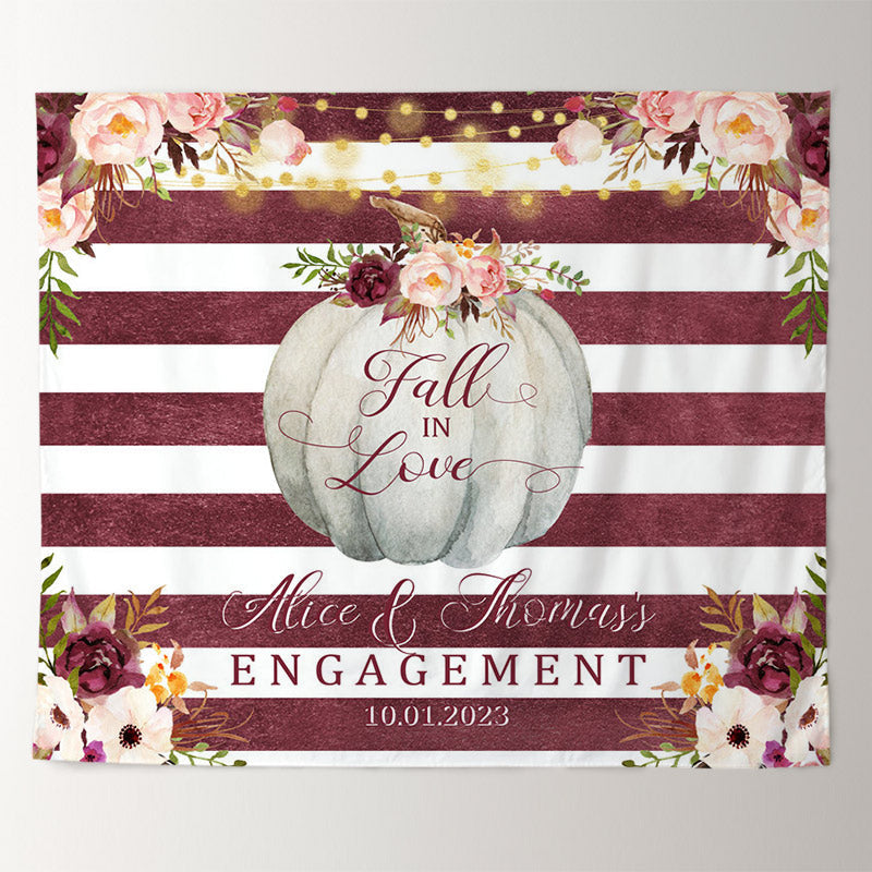 Lofaris Fall in Love Red and White Stripes Wedding Backdrop