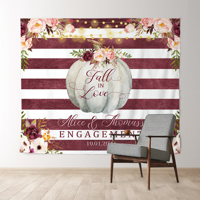 Lofaris Fall in Love Red and White Stripes Wedding Backdrop