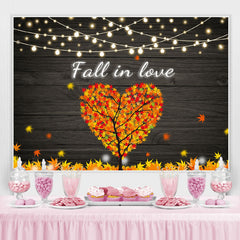 Lofaris Fall in Love Yellow Leaves Heart Tree Photo Backdrop