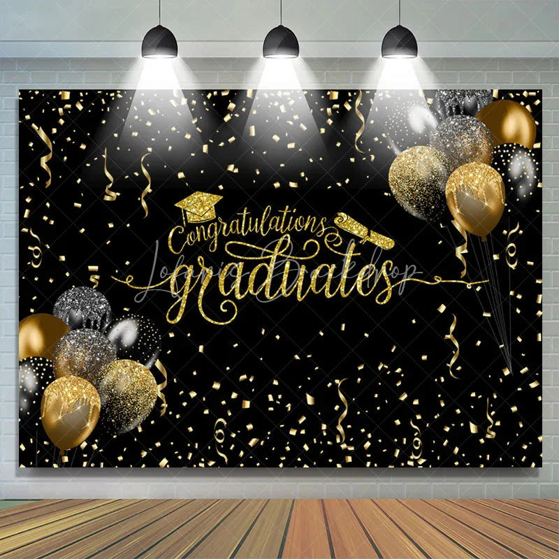 Lofaris Fallen Ribbon Balloons Happy Graduation Backdrop