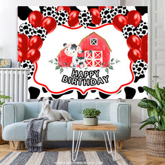 Lofaris Farm Holy Cow With Balloon Happy Birthday Backdrop