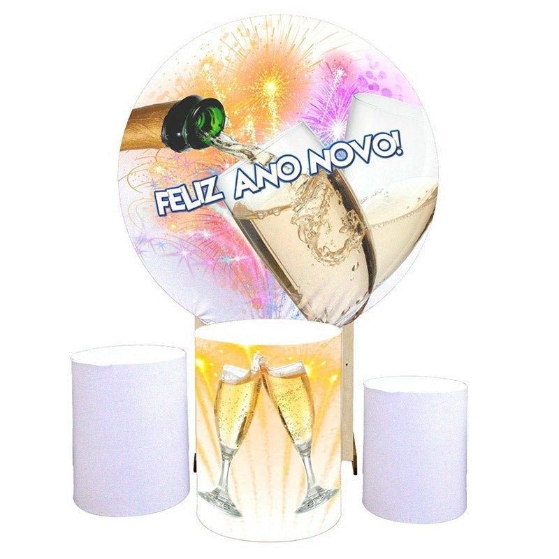 Lofaris Feliz Ano Novo Round New Year Party Decoration Backdrop Kit