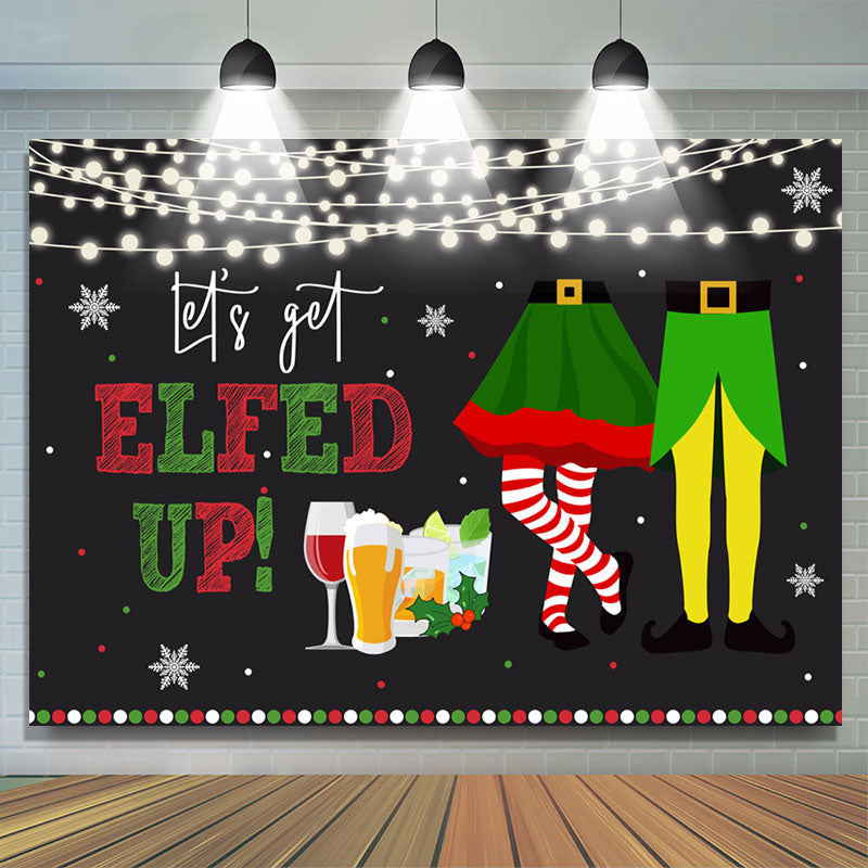 Lofaris Fiesta Lets Get Elfed Up Merry Christmas Backdrop