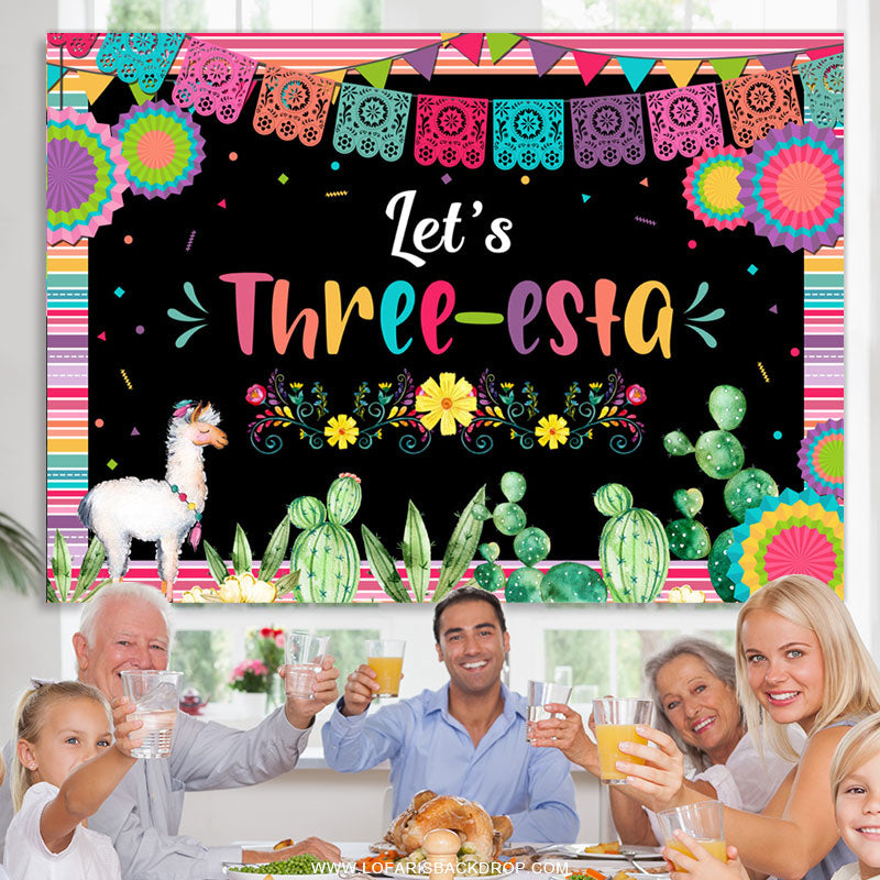 Lofaris Fiesta Lets Three Esta Colorful Birthday Backdrop