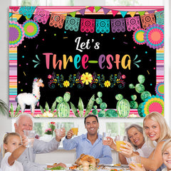 Lofaris Fiesta Lets Three Esta Colorful Birthday Backdrop