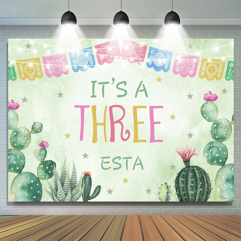 Lofaris Fiesta Theme Its A Three East Happy Birthday Backdrop
