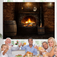 Lofaris Fireplace and the Skull Scary Halloween Party Backdrop