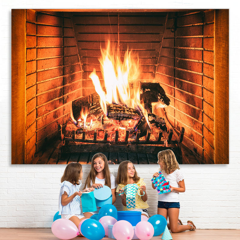 Lofaris Fireplace Backdrop Interior Vintage Family Photoshoot