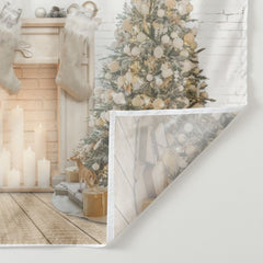 Lofaris Fireplace Christmas Tree White Wall Backdrop for Party