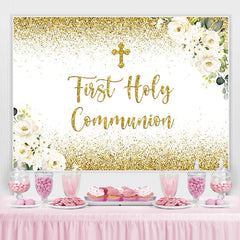 Lofaris First Holy Communion Golden Bokeh Backdrop for Kids