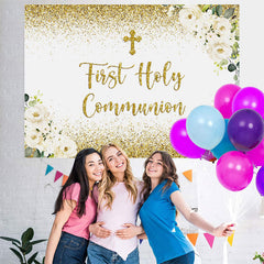 Lofaris First Holy Communion Golden Bokeh Backdrop for Kids